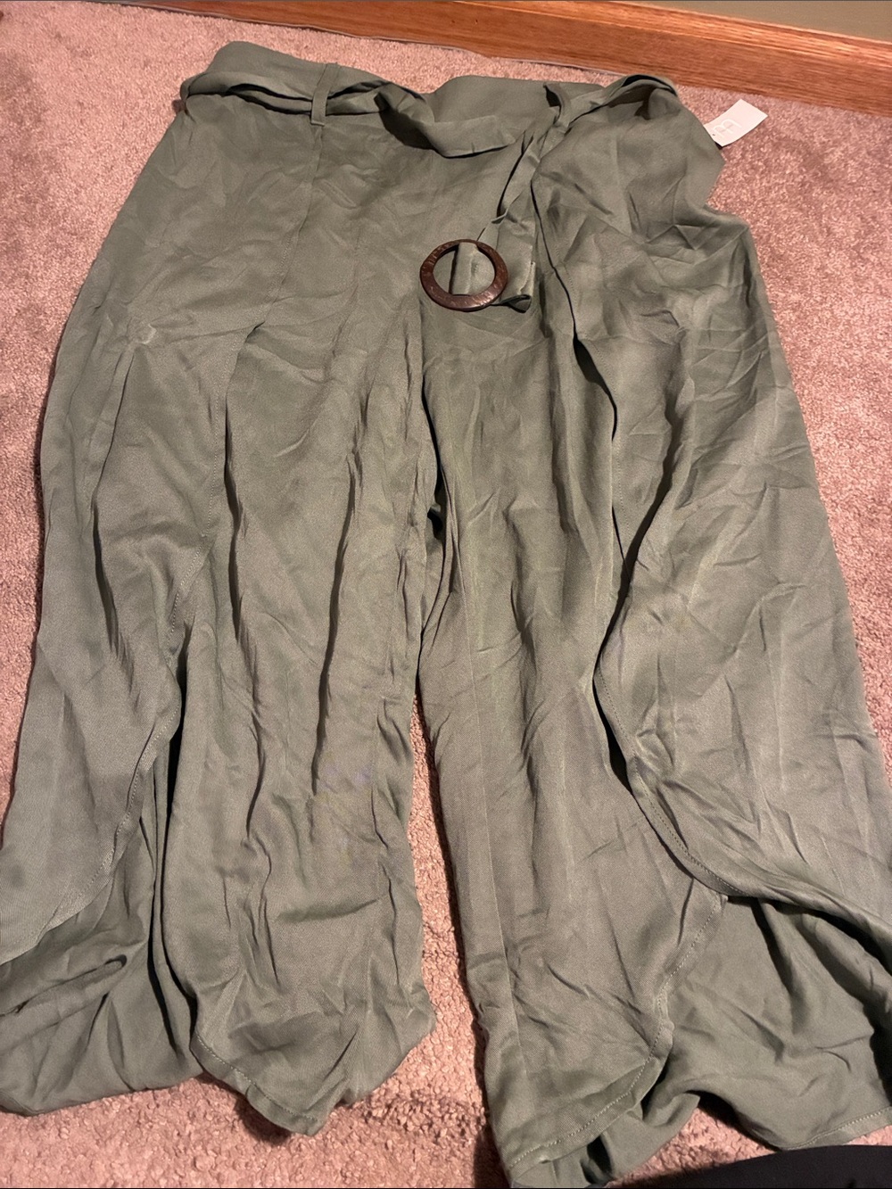 Maurice’s Olive Green Wide-Leg Paperbag Waist Pants